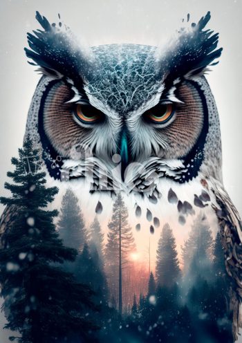 Double Exposure Owl (POD)