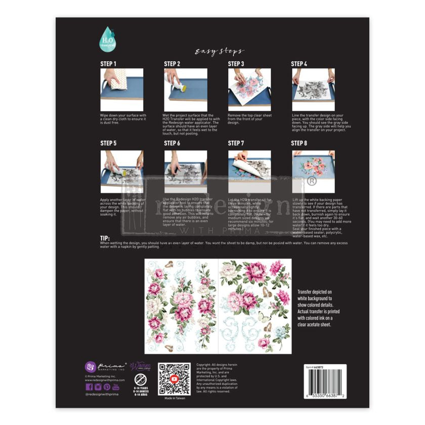 Springtime Peonies - Redesign H20 Transfer