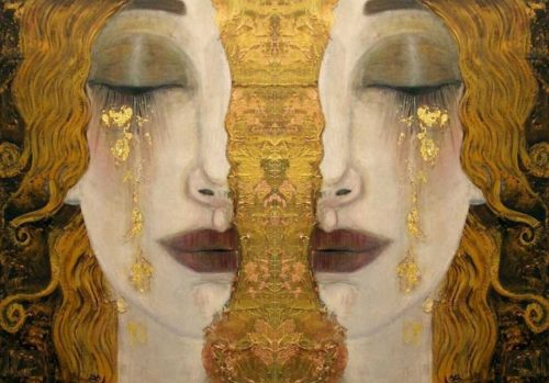 Golden Tears by Klimt 2 x A2 Left and Right