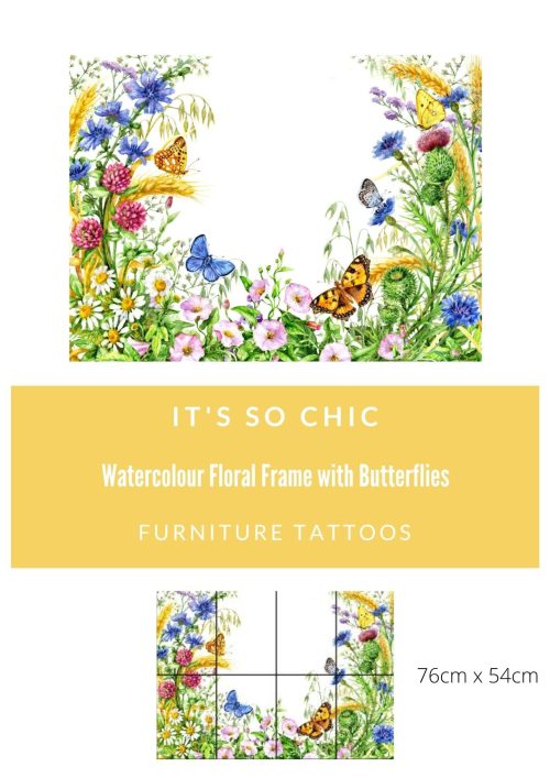 Watercolour Floral Frame with Butterflies Furniture Tattoos®️ (transfers)